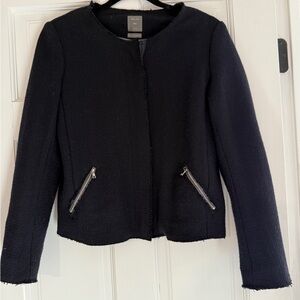 GAP Women's Black Blazer with Zipper Details